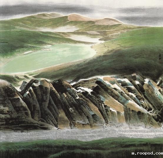 《山上水为镜，山下水为带》 123x123cm 许钦松