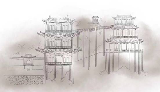 图四:团队成员绘画的悬空寺